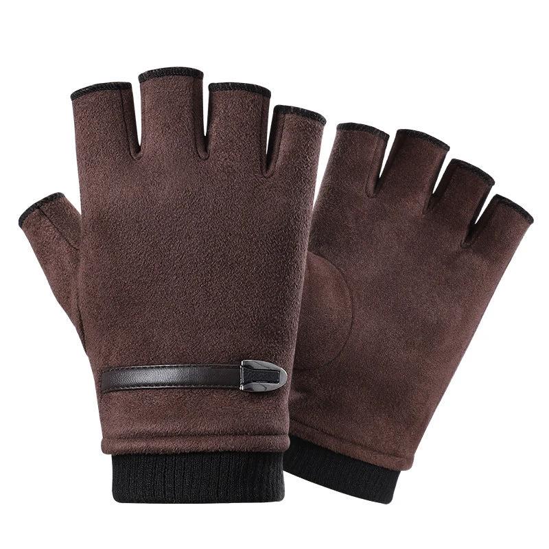 Half Finger Gloves Suede Finger Sports Outdoor Riding by GJG Denim