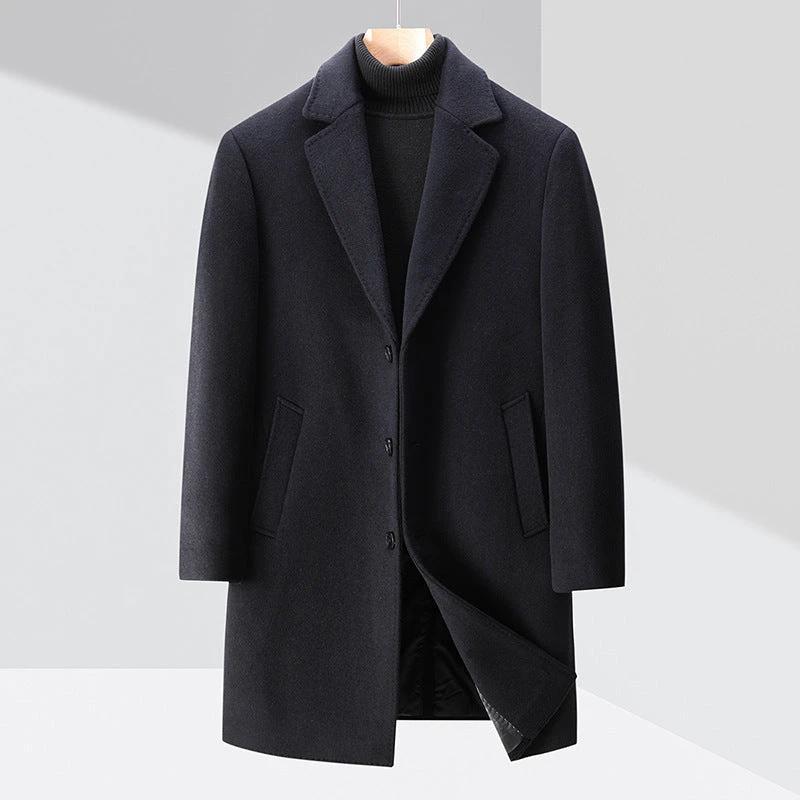 Men's Business Casual Woolen Trench Coat by GJG Denim