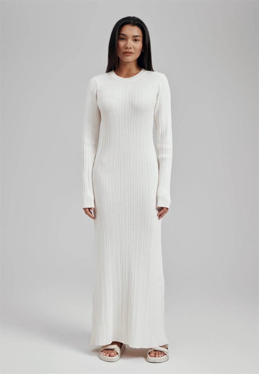 Figure-flattering Foreign Trade Thermal Base Long Sleeve Sweater Dress by GJG Denim
