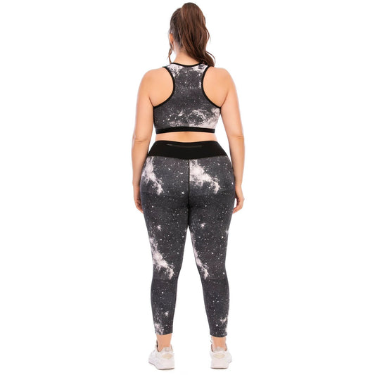 Workout Clothes Suit Plus Size Yoga Clothes Tight-fitting Pants Sports Bra by GJG Denim