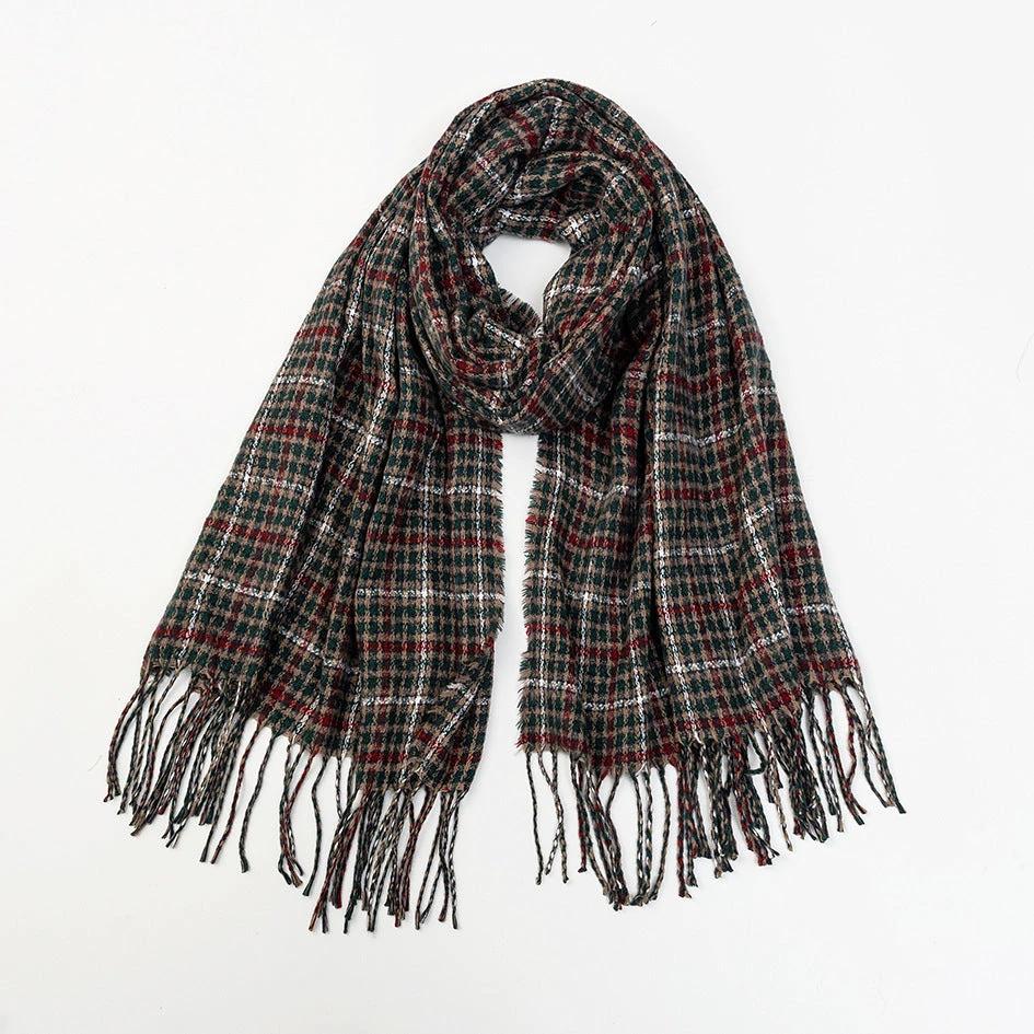 Men's Cashmere Plaid Tassel Scarf by GJG Denim