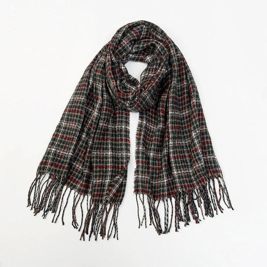 Men's Cashmere Plaid Tassel Scarf by GJG Denim