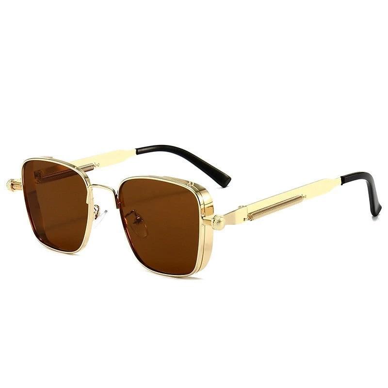 Vintage-style Square Metal Sunglasses With A Personalized Touch For Men by GJG Denim