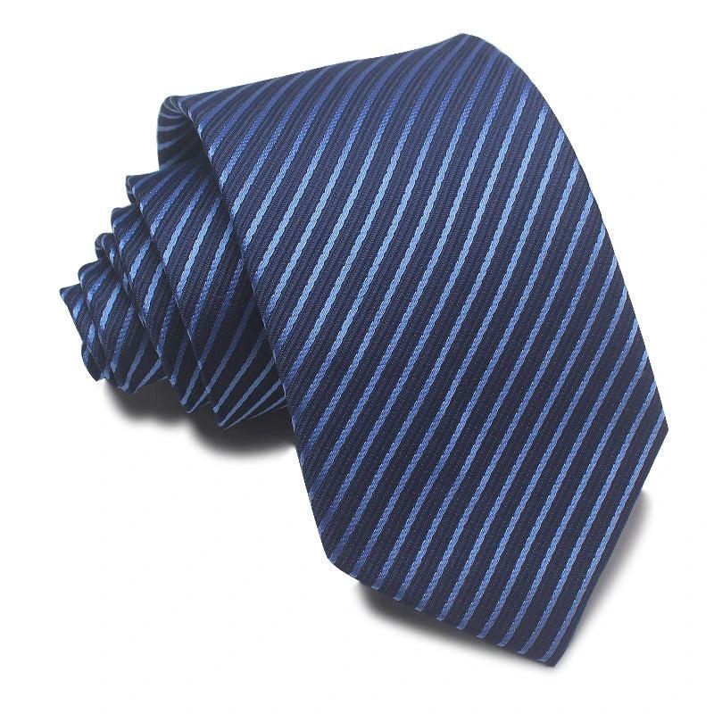 Men's 8CM Polyester Jacquard Striped Ties by GJG Denim