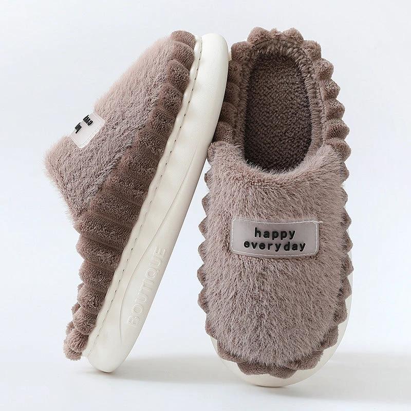Men's Thick-soled Fleece Slip On Slippers by GJG Denim