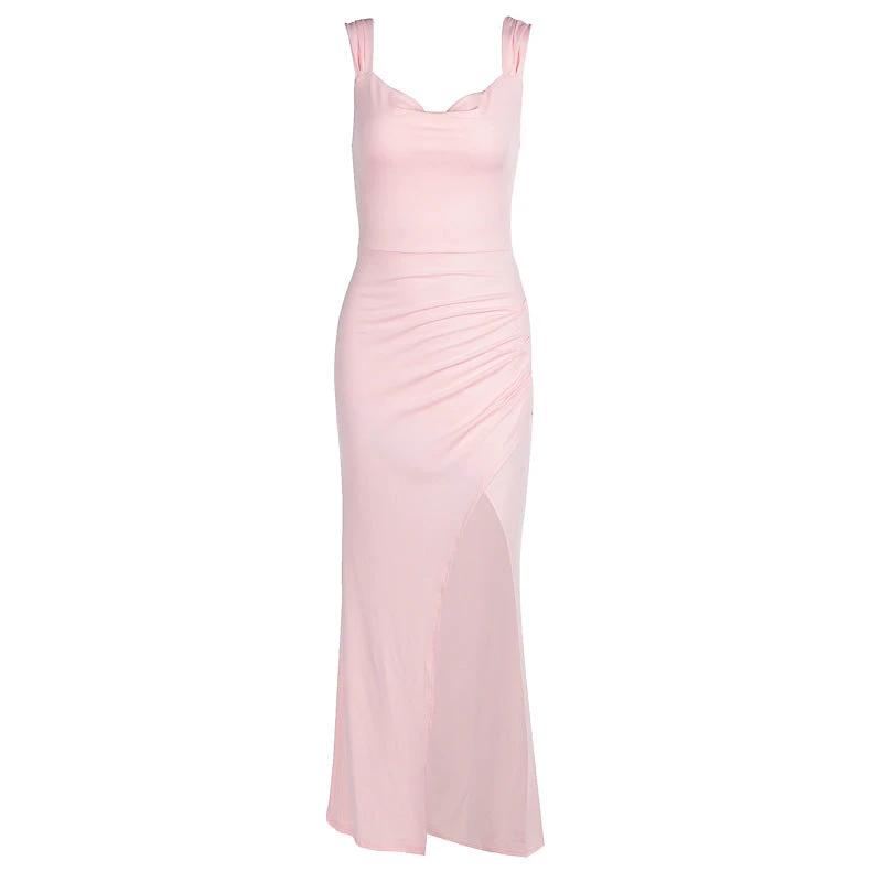 Slim Sleeveless Slit Dress With Back Tie Design Fashion Temperament Dresses For Women Clothing by GJG Denim