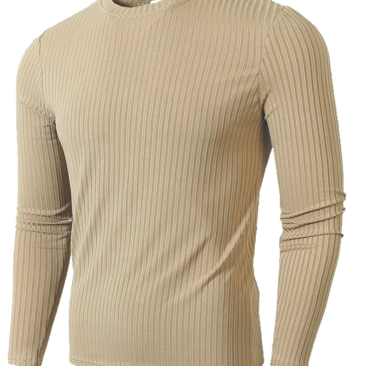 Men's Striped Fabric High Elastic Breathability Long Sleeve Shirt by GJG Denim