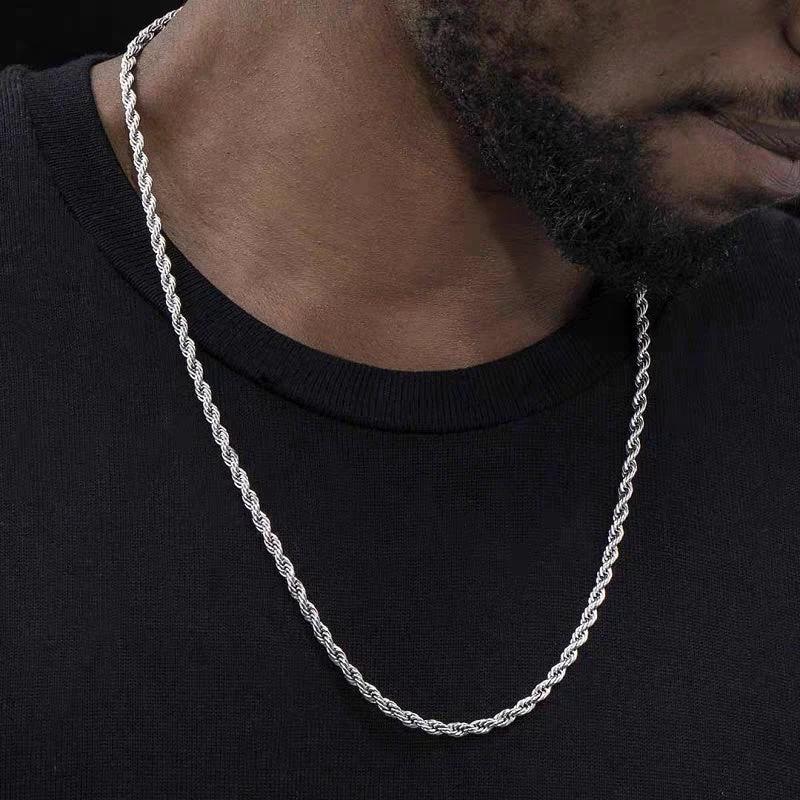 Stainless Steel Twist Chain Necklace For Men by GJG Denim