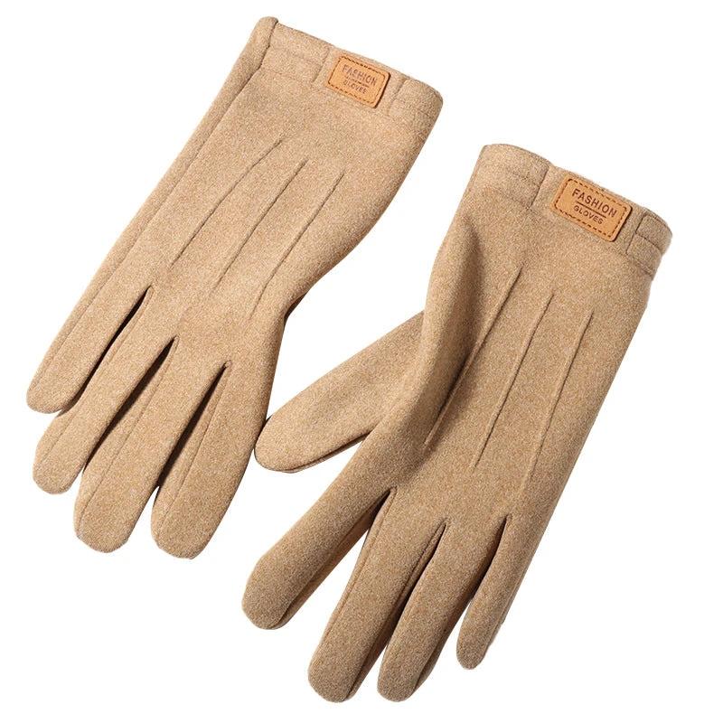 Men's Winter Fleece-lined Warm Wind-proof And Cold Protection Touch Screen Cycling Gloves by GJG Denim
