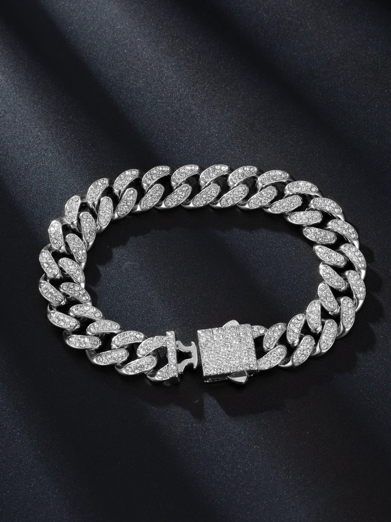 Spring Buckle Cuba Bracelet Alloy Full Diamond by GJG Denim