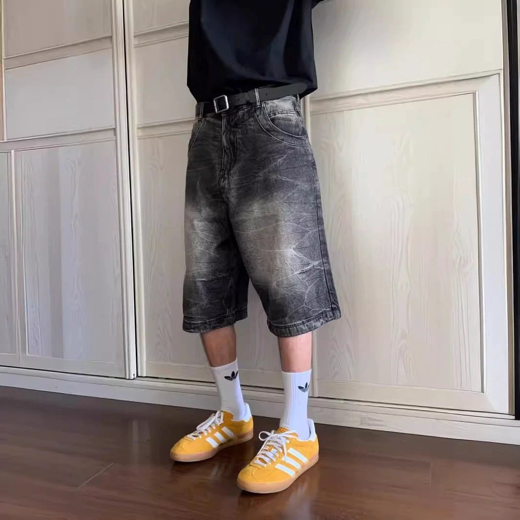 Loose Casual Straight-leg Washed Do The Old Cowboy Shorts Men by GJG Denim