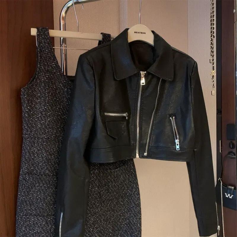 Loose-fitting Versatile Washed Leather Jacket by GJG Denim