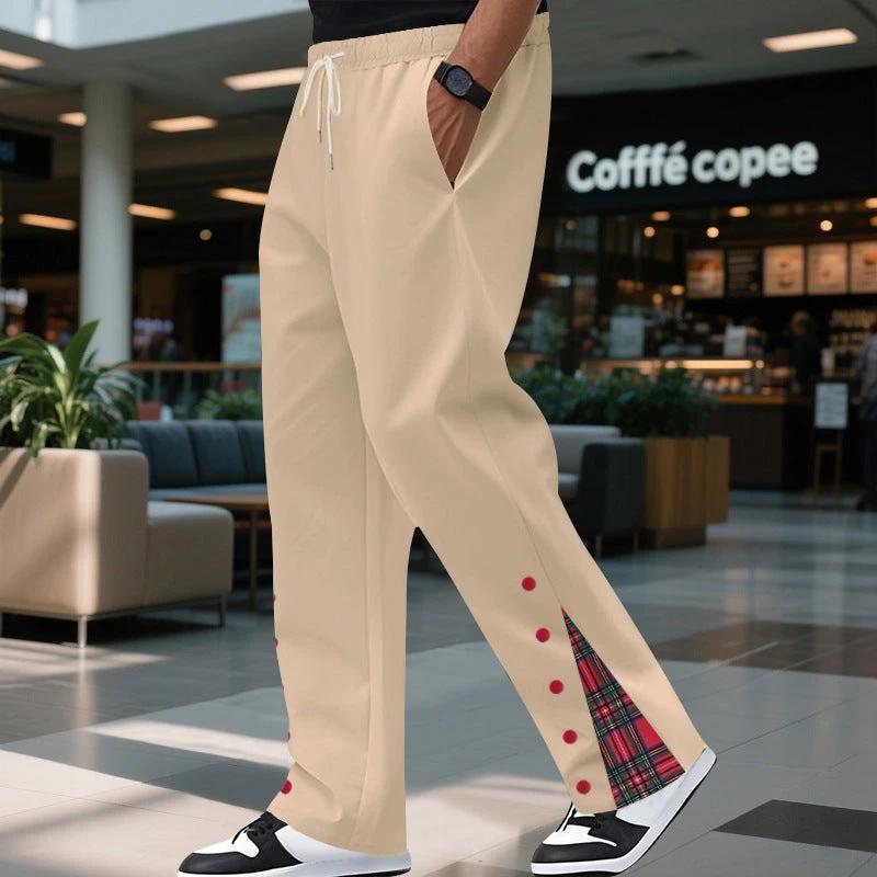 Contrast Color Drawstring No Fly Straight Track Sweatpants by GJG Denim