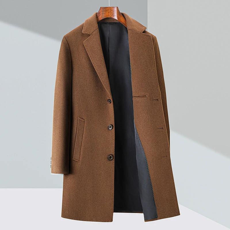 Men's Business Casual Woolen Trench Coat by GJG Denim