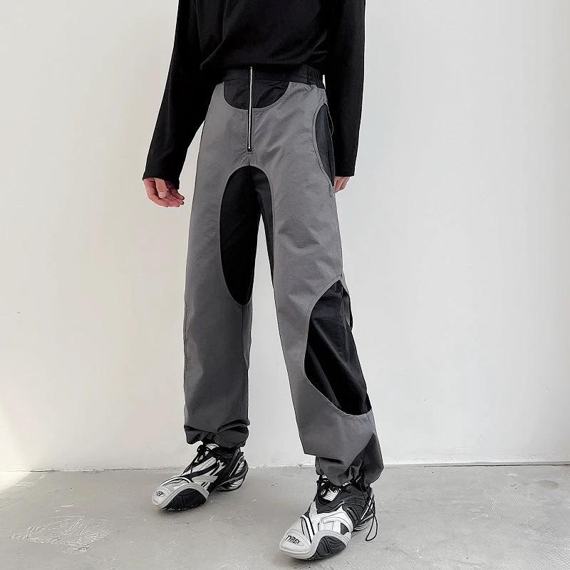 Design Sense Hollow Hole Patch Casual Pants Men by GJG Denim