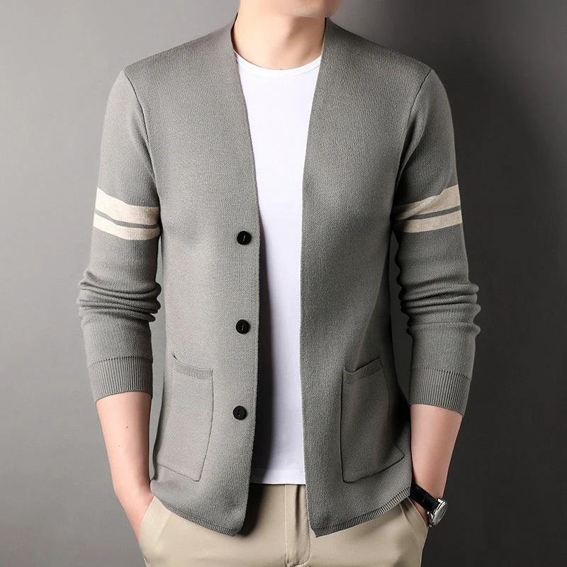 Men's Versatile Solid-color Knit Sweater by GJG Denim