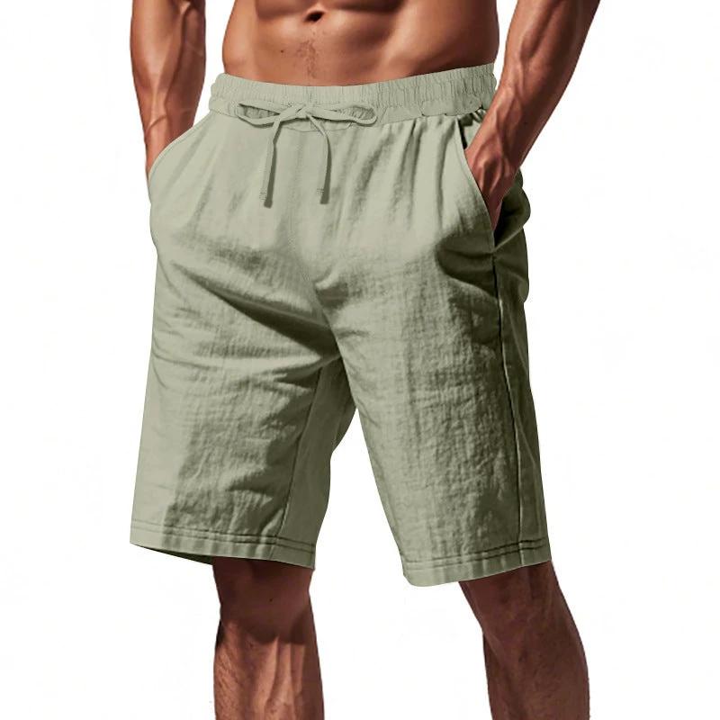 Men's Pants Loose Casual Linen Solid Color Shorts by GJG Denim