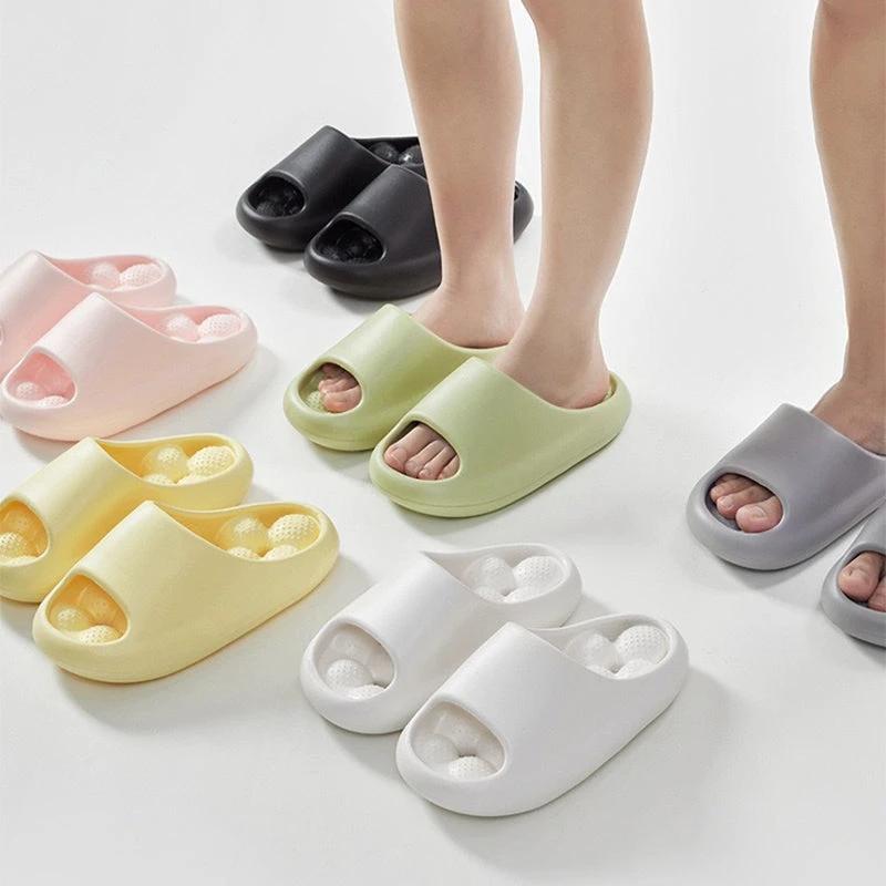Ball Massage Sole Design Bathroom Slippers Women's House Shoes Indoor Non-Slip Floor Home Slippers Summer by GJG Denim