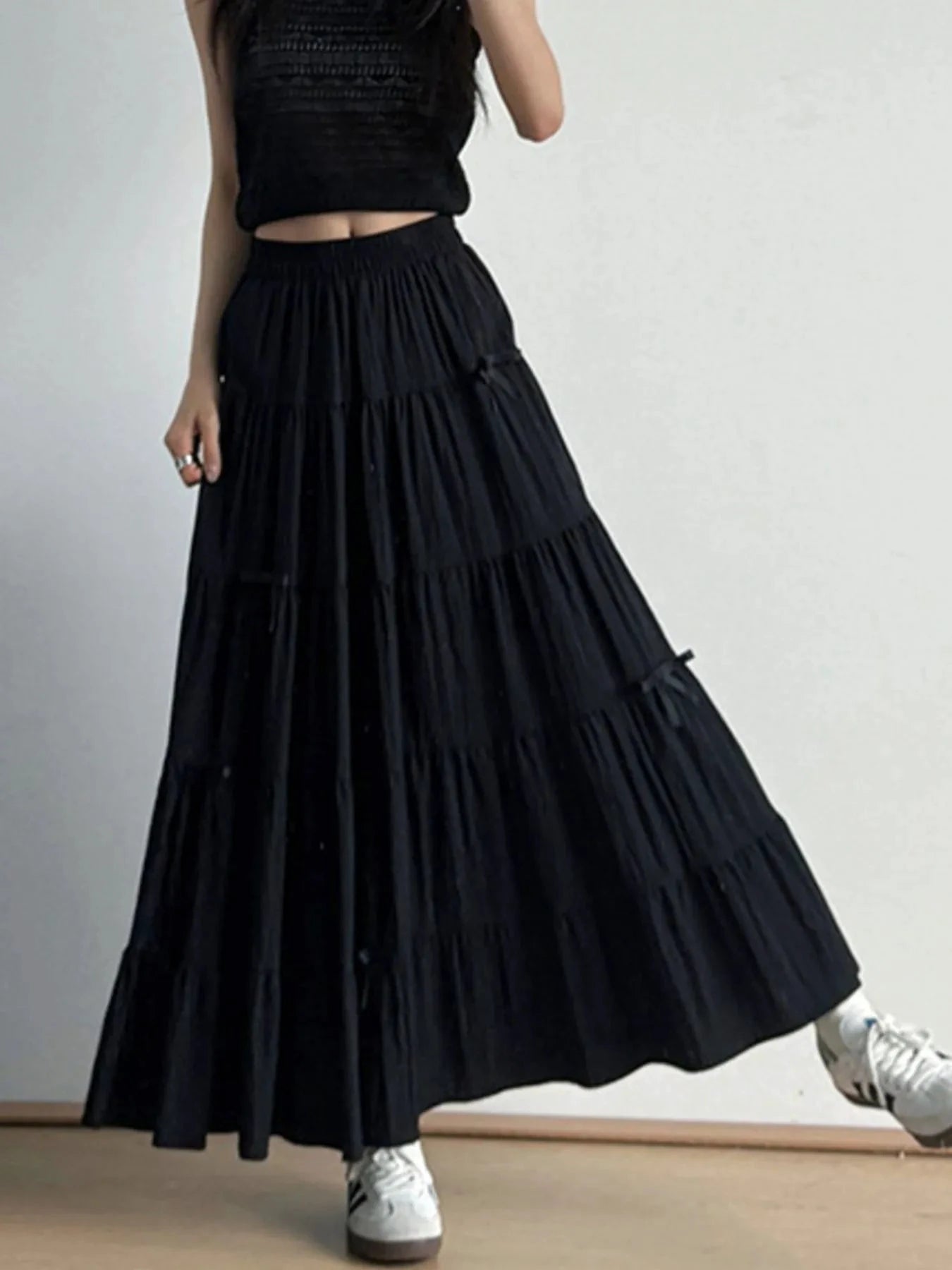 Tiered Elastic Waist Maxi Skirt by Lady Ros