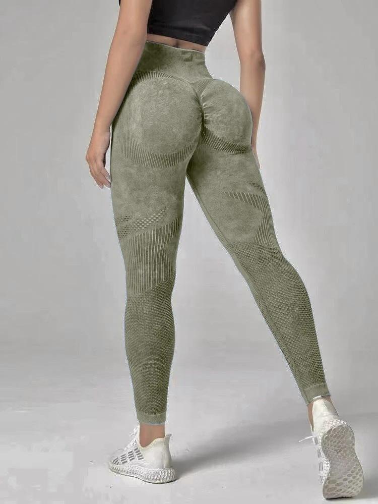 Hollow Design Seamless Leggings High Waist Hip Lifting Running Sports Fitness Yoga Pants Fashion Womens Clothing by GJG Denim