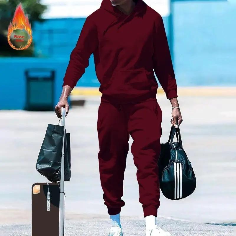 Men's Loose-Fit Two-Piece Sports Sweatshirt Set by GJG Denim