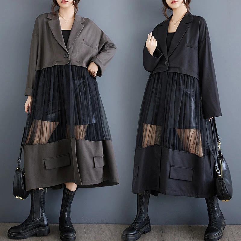 Casual Patchwork Mesh Hollow Suit Skirt by GJG Denim