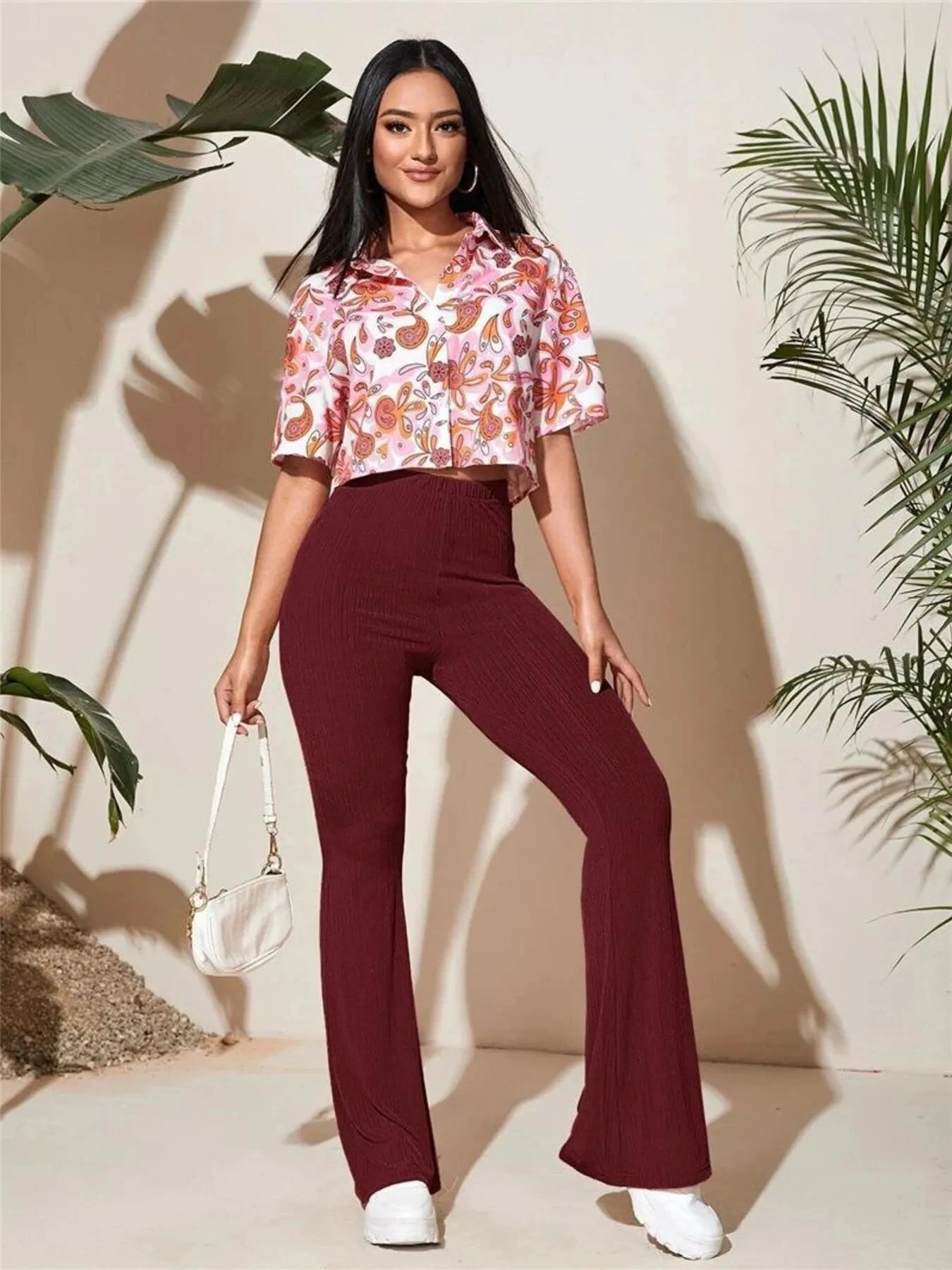 Full Size High-Waist Flare Active Pants Plus Size by Lady Ros
