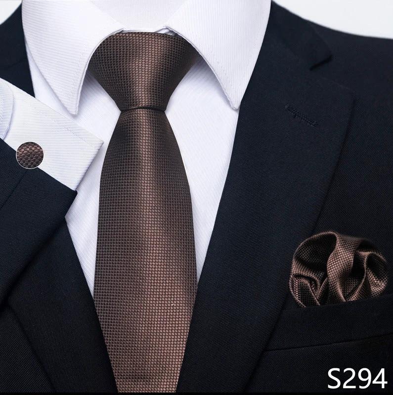 Men's Creative All-match Business Formal Wear Tie Scarf Cufflink Set by GJG Denim
