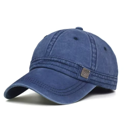 Washed Cotton Retro Soft-top Baseball Cap For Men by GJG Denim