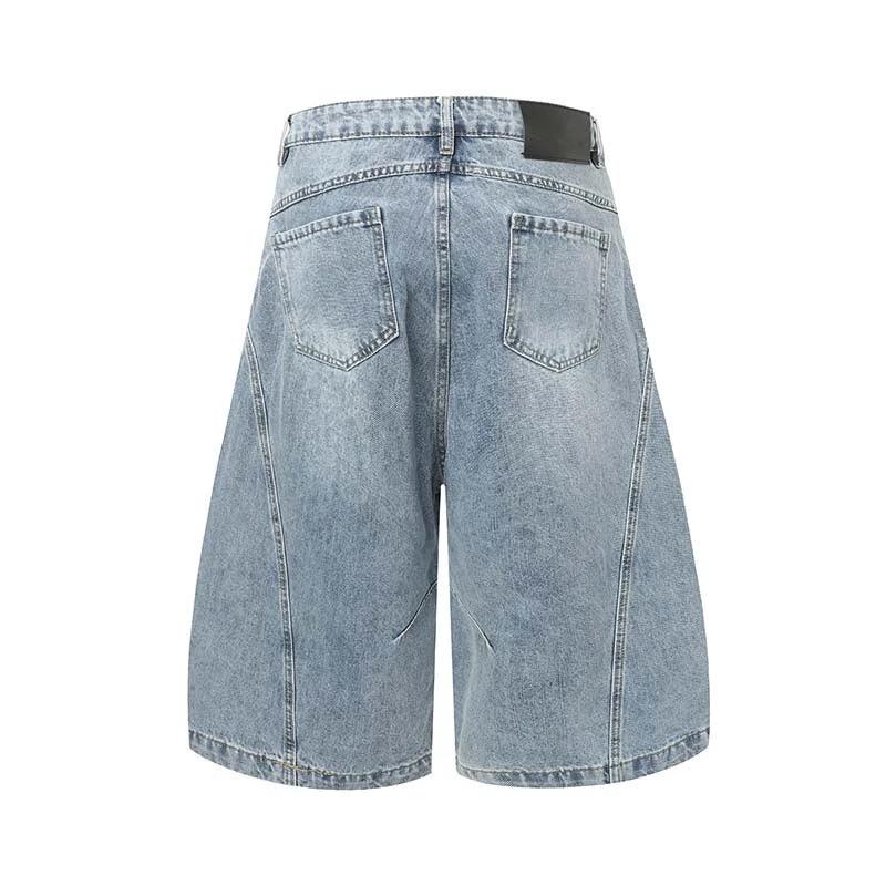 Men's Distressed Washed Denim Shorts by GJG Denim