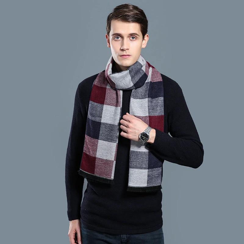 Simple Plaid Warm Keeping Artificial Cashmere Scarf by GJG Denim