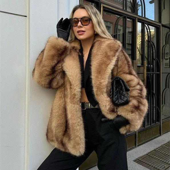 Street Fur Coat Short Women's Top Warm by GJG Denim