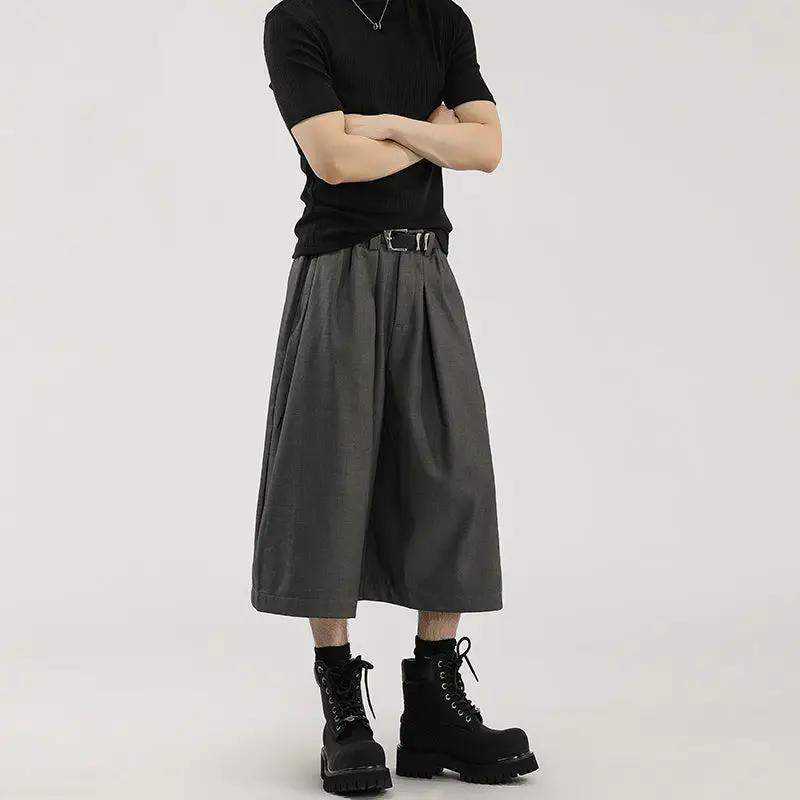 Wide-leg Pleated Men's Shorts by GJG Denim