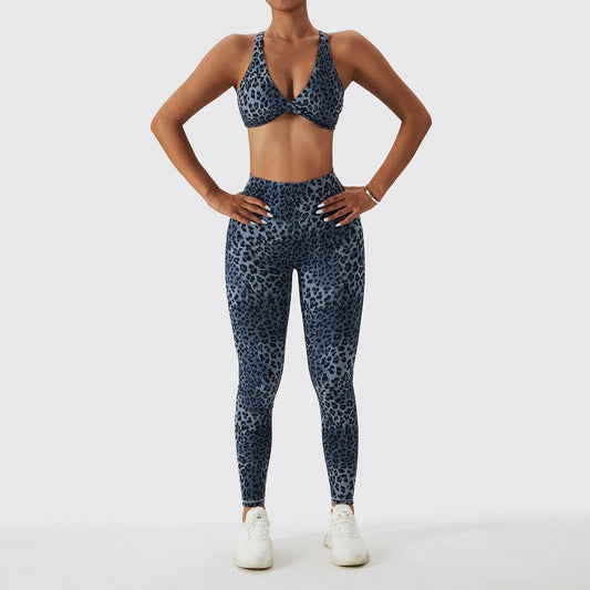 Leopard Print Nude Feel Yoga Clothes Beauty Back Skinny Peach Hip Raise High Waist Workout Clothes by GJG Denim