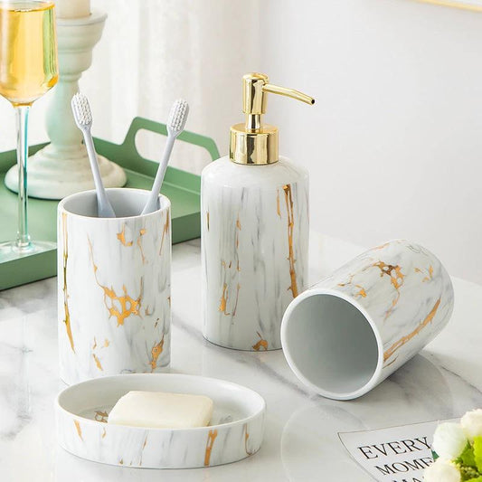 Marble Bathroom Ceramic Set 4 pieces by GJG Denim