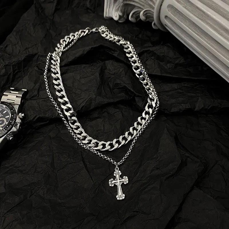 Retro Cross Titanium Steel Necklaces For Men by GJG Denim