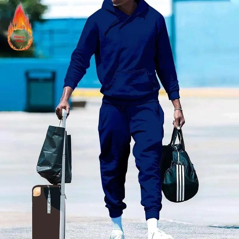 Men's Loose-Fit Two-Piece Sports Sweatshirt Set by GJG Denim