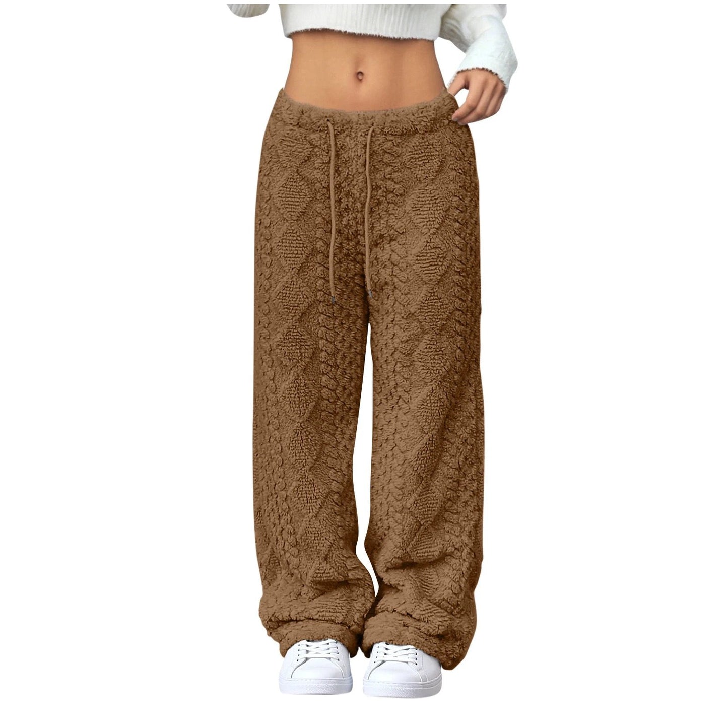 Velvet Padded Loose Straight-leg Trousers by GJG Denim
