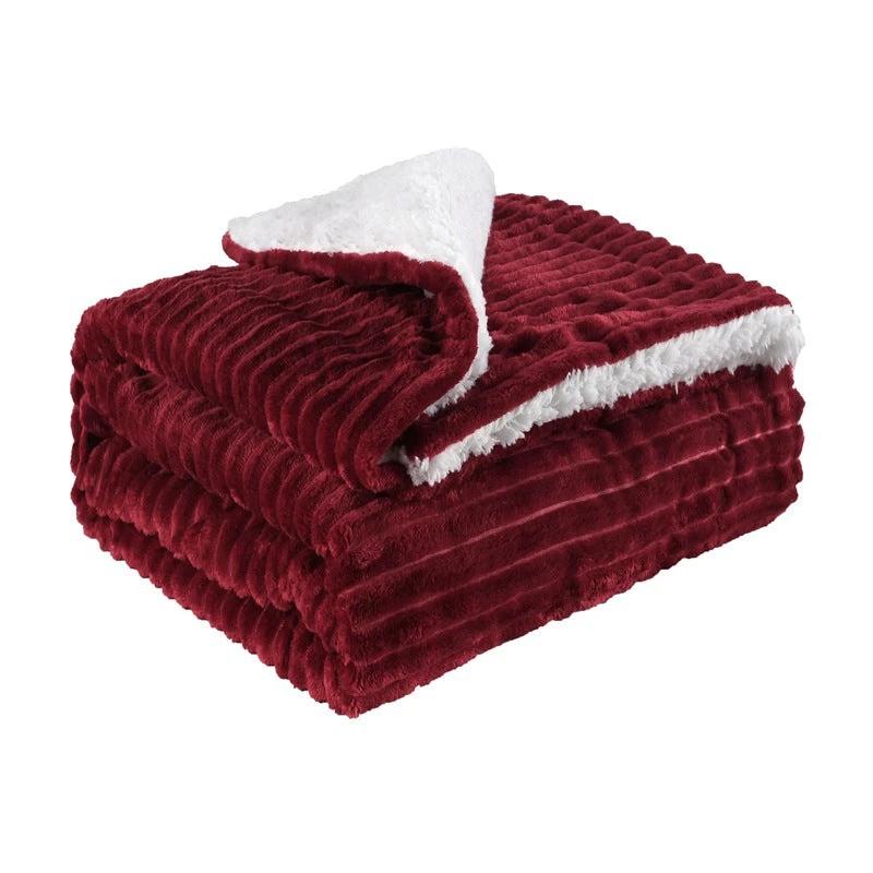 Thickened Flannel Lamb Wool Composite Double Leisure Blanket by GJG Denim