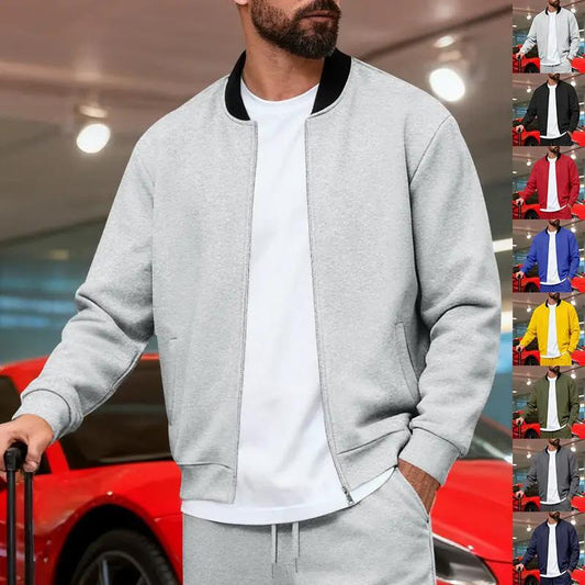 Men's Stand-Up Collar Sporty-Casual Zip-Up Suit by GJG Denim