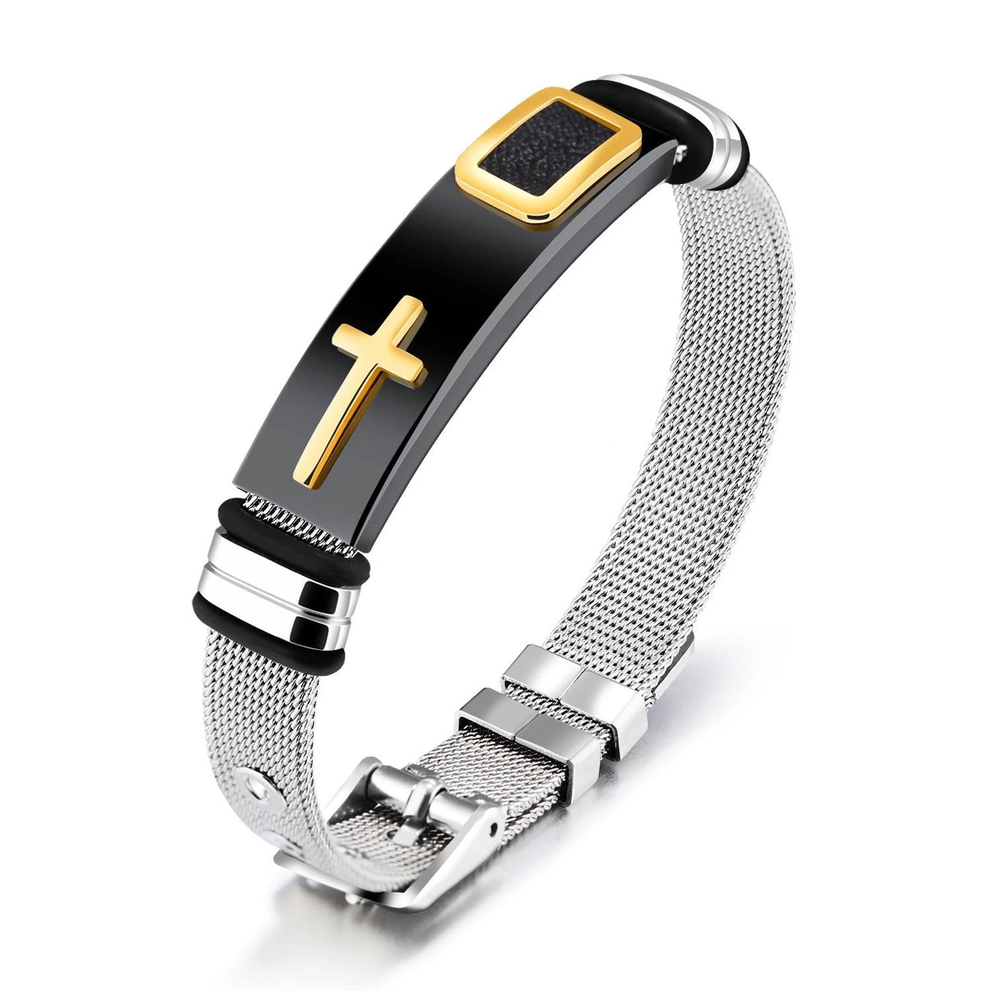 Cross Stainless Steel Bracelet For Men by GJG Denim