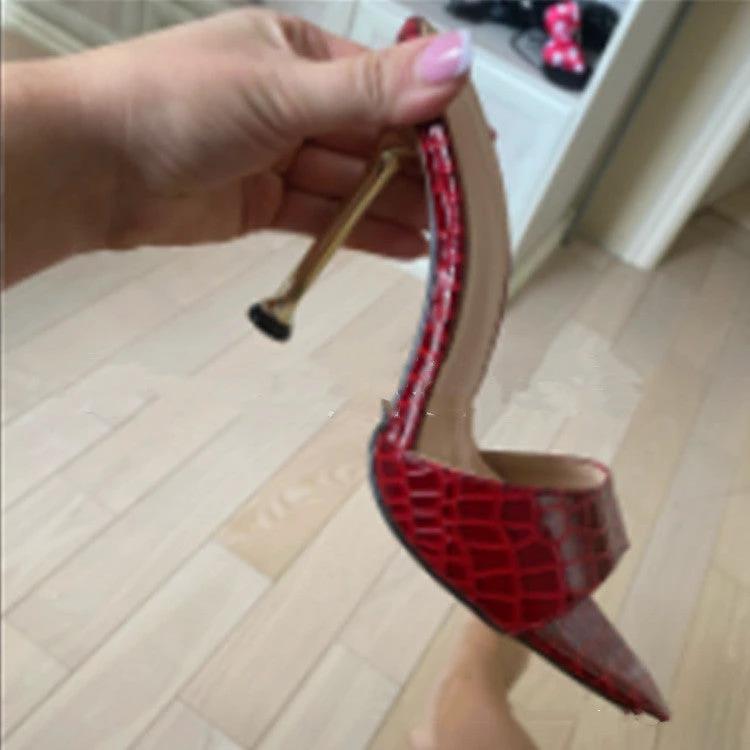 Stiletto Pointed Snake Sandals by GJG Denim
