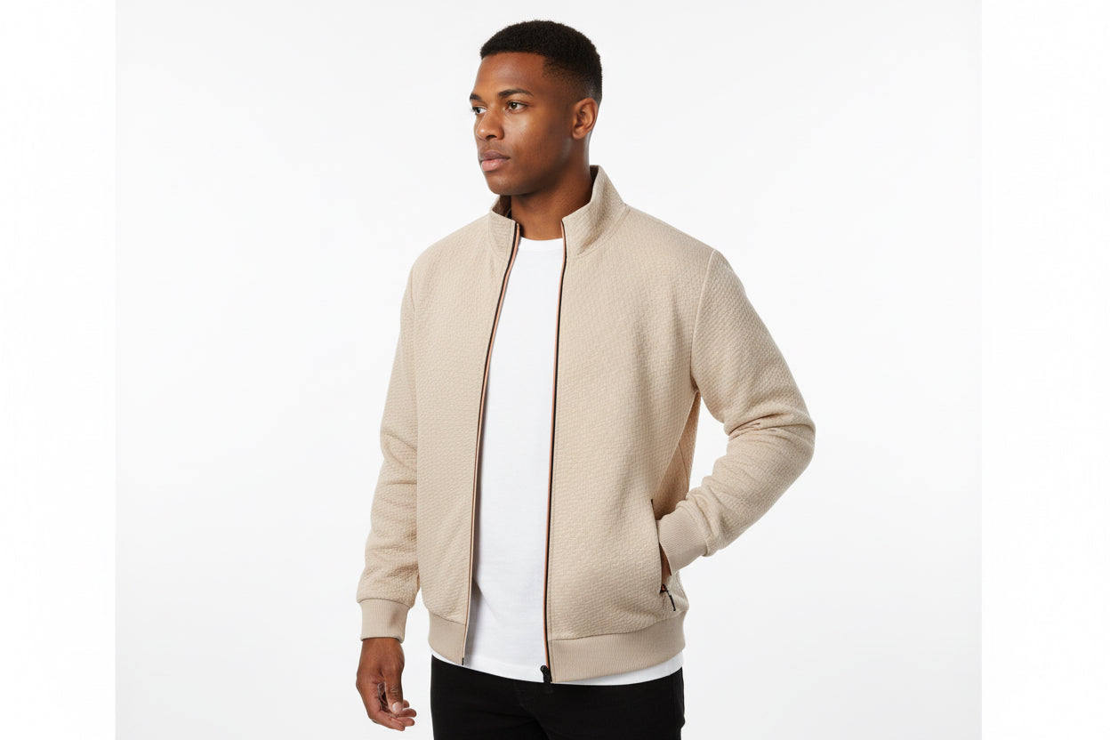 Men's Casual Jacquard Cardigan by GJG Denim