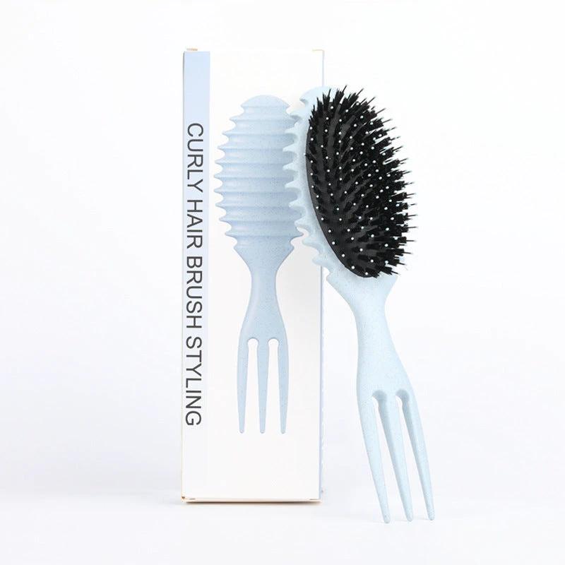 Curl Defining Bounce Hair Brush Barbershop Boar Bristle Comb Detangling Shaping Hairbrushes Professional Salon Home Styling Comb by GJG Denim