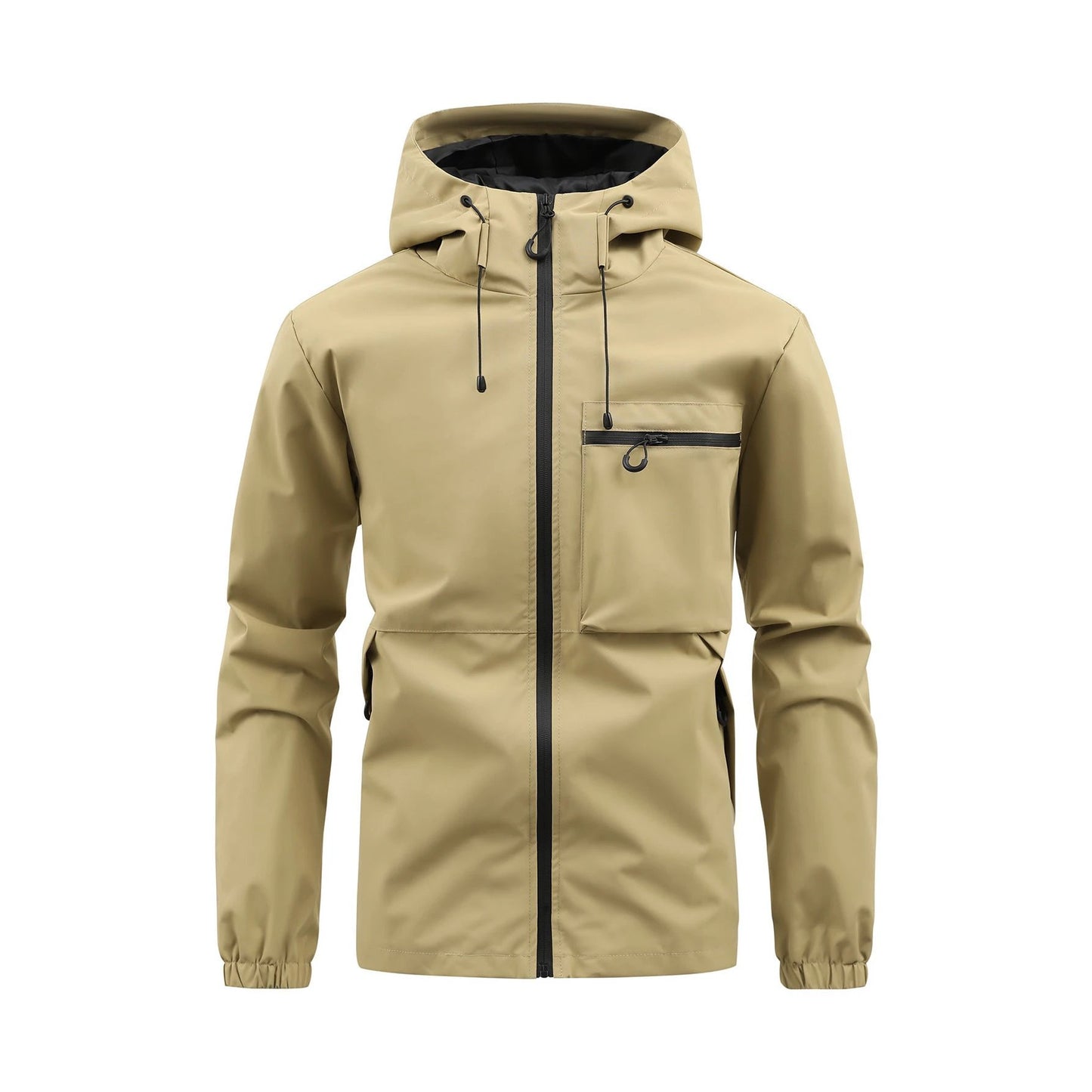 Men's Fashion Casual Hooded Solid Color Multi-pocket Work Pants Outdoor Coat by GJG Denim