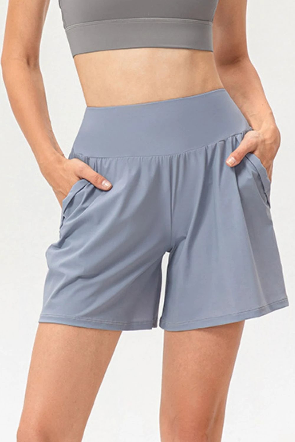 Pocketed Elastic Waist Active Shorts by Lady Ros