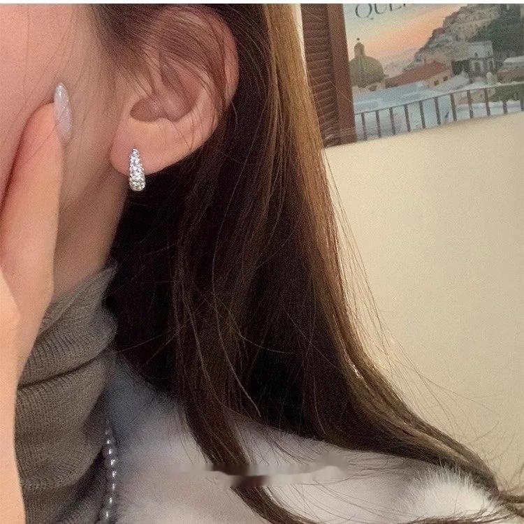 Women's Fashion Personalized Zircon Hoop Earrings by GJG Denim