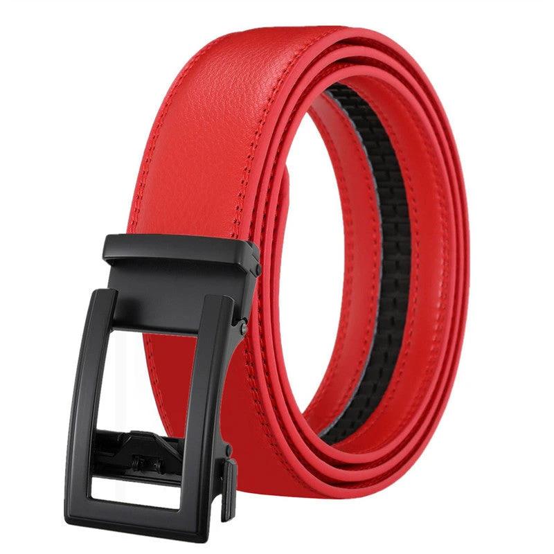 Men's Leather Belt Automatic Buckle Two-layer Cowhide Hollow by GJG Denim