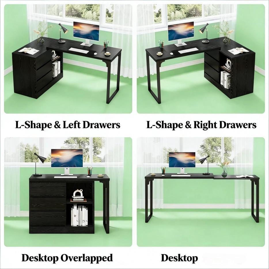 Reversible Corner Office Desk, L-Shaped Computer Desk, Executive Desk by GJG Denim