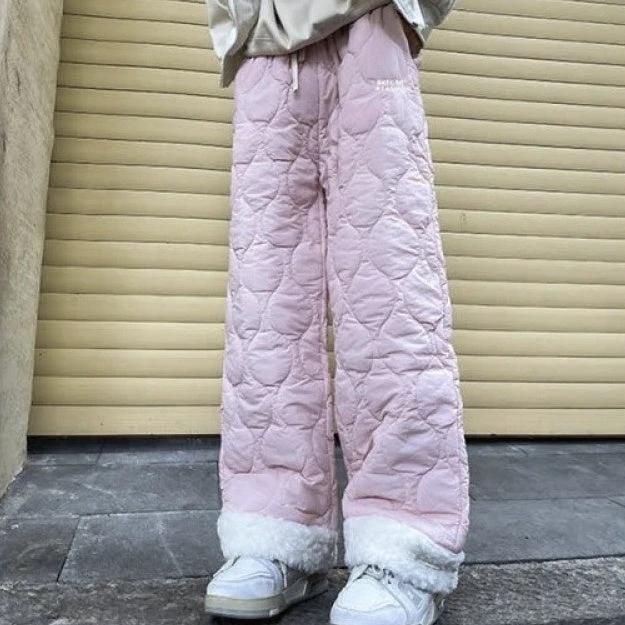 Winter Cotton-padded Waterproof Patchwork Lambskin Cotton Pants by GJG Denim